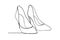 Continuous line drawing of womens high heel shoes. Template for your design works. Vector illustration. Continuous line