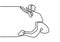 Continuous line drawing of young athletic woman long jump. Young energetic athlete exercise to land on sand pool after jumping