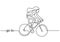 Continuous line drawing of young energetic sporty woman bicycle racer focus train her skill at cycling track. Athletic girl