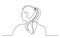 Continuous line drawing of young woman with pony tail