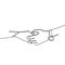 Continuous line drawings of hands holding together