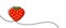 Continuous line drawn red heart shape isolated strawberry on white background