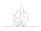Continuous line fire flame vector. One line art fire drawing isolated