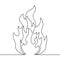 Continuous line fire one line drawing vector fire