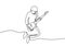 Continuous line guitar player jump minimalism design