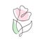 Continuous line hand drawing calligraphic vector flower rose concept logo beauty. Monoline spring floral design element