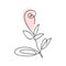 Continuous line hand drawing calligraphic vector flower rose concept logo beauty. Monoline spring floral design element