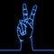 Continuous line hand gesture Peace neon concept