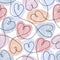 Continuous line hearts seamless pattern