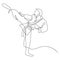 Continuous line karate player vector