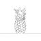 Continuous line pineapple, tropical flora. Vector illustration.