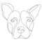 Continuous line Pit Bull. Single line minimal style Pitbull dog vector illustration. Portrait.