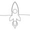 Continuous line rocket flight icon