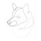 Continuous line Shiba Inu. Single line minimal style dog vector illustration. Portrait