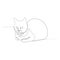 Continuous line sitting cat. Cat bun. New minimalism. Vector illustration.
