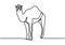 Continuous line of standing camel on the desert with minimalist design isolated in one white background
