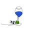 Continuous line wineglass with grape. Vector illustration.