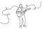 Continuous lines man playing guitar. Playing guitar and singing the song. Professional guitarist. Love music. Guitar instruments,