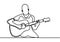 Continuous lines man playing guitar. Playing guitar and singing the song. Professional guitarist. Love music. Guitar instruments,