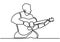 Continuous lines man playing guitar. Playing guitar and singing the song. Professional guitarist. Love music. Guitar instruments,