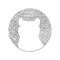 Continuous one curve line drawing of cute cat face abstract art in circle. Single line editable stroke vector illustration of
