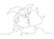 Continuous one drawn single line of romantic kiss