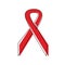 Continuous one line of badge ribbon. Support and prevent HIV Aids isolated on white background. World HIV Aids day 1 December.