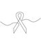 Continuous one line of badge ribbon. Support and prevent HIV Aids isolated on white background. World HIV Aids day 1 December.