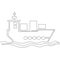 Continuous one line cargo ship vector concept