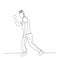 Continuous one line dancing man with fashion hairstyle in creative dance pose. Vector .