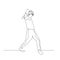 Continuous one line dancing man with fashion hairstyle in creative dance pose. Vector illustration.