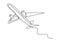 Continuous one line drawing of airplane minimalism hand drawn sketch lineart design. Vector transportation and travel theme