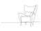 Continuous one line drawing of armchair. Modern chair in Linear style. Interior Furniture hand-drawn picture silhouette