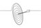 Continuous one line drawing of arrow on target circle