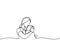 continuous one line drawing of baby born and mother minimalist design. Love and happiness concept of mom