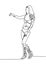 continuous one line drawing of beautiful women stands full-length