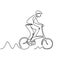 Continuous one line drawing of biker. Person riding bmx, bicycle motocross or bike. Concept of athlete with sport theme design