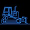 Continuous one line drawing Bulldozer neon concept