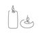 Continuous one line drawing candles. Abstract hand drawn Burning fire candles by one line. Holiday or religious symbol