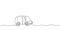 Continuous one line drawing car mini bus, Black and white minimalist single line transport vector