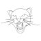 Continuous one line drawing of a cheetah`s face. Vector illustration