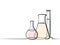 Continuous one line drawing. Chemical lab retorts.