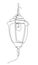 Continuous one-line drawing. A Classic garden lamp on white background