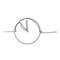 Continuous one line drawing Clock icon with doodle handdrawn style on white background