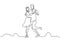 Continuous one line drawing of couple dance vector. Man and girl doing romantic dancing minimalism design illustration