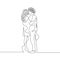 Continuous one line drawing couple in love kisses embracing