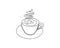 Continuous one line drawing of a cup of coffee minimalist design minimalism style i