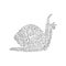 Continuous one line drawing design illustration of slow moving snail