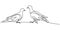 Continuous one line drawing of dove bird. Couple beautiful pigeons bird symbol of love. Romantic theme design. Love birds