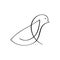 Continuous one line drawing dove bird. Flying pigeon logo. Black and white vector illustration. Concept for icon, card